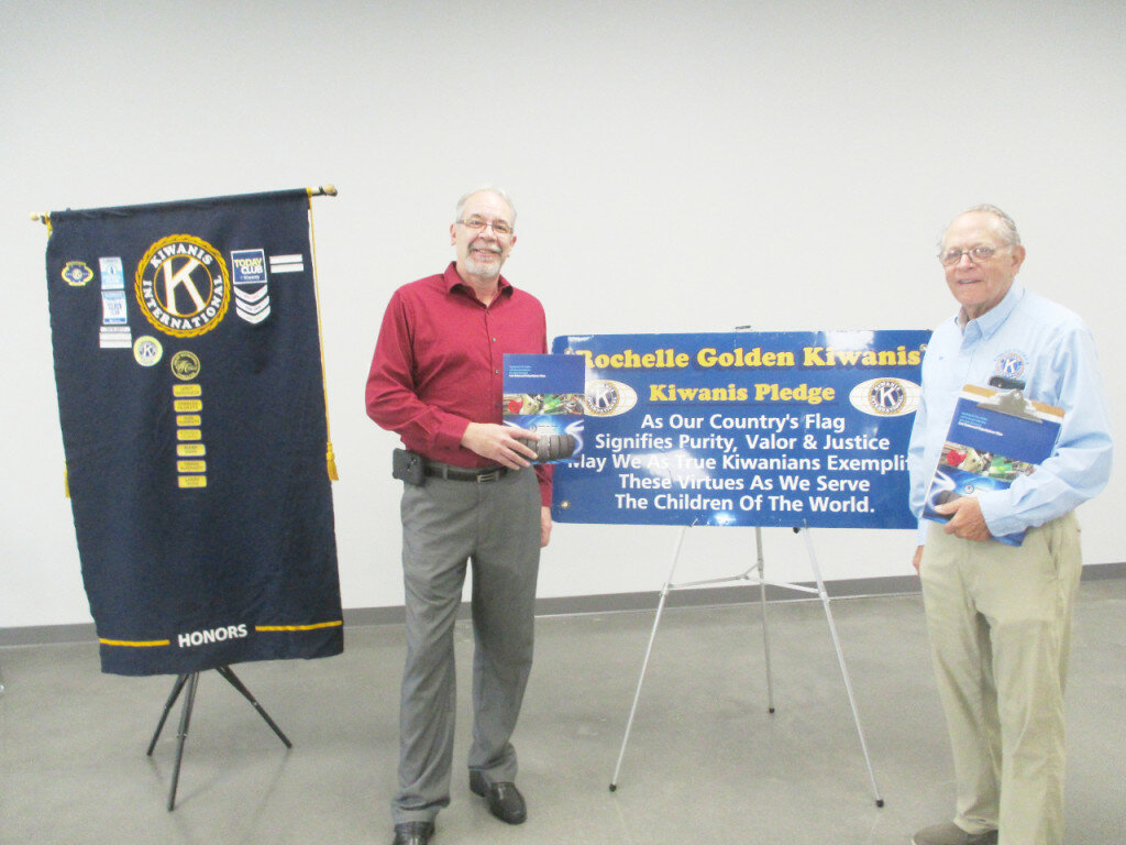 Rochelle Kiwanis Golden K held a meeting on Sept. 30 at The REC Center. Mr. Robert Burke, manager of TransWorld Plastic Co., was the guest speaker. The company makes TransPoly materials for tire manufacturers.