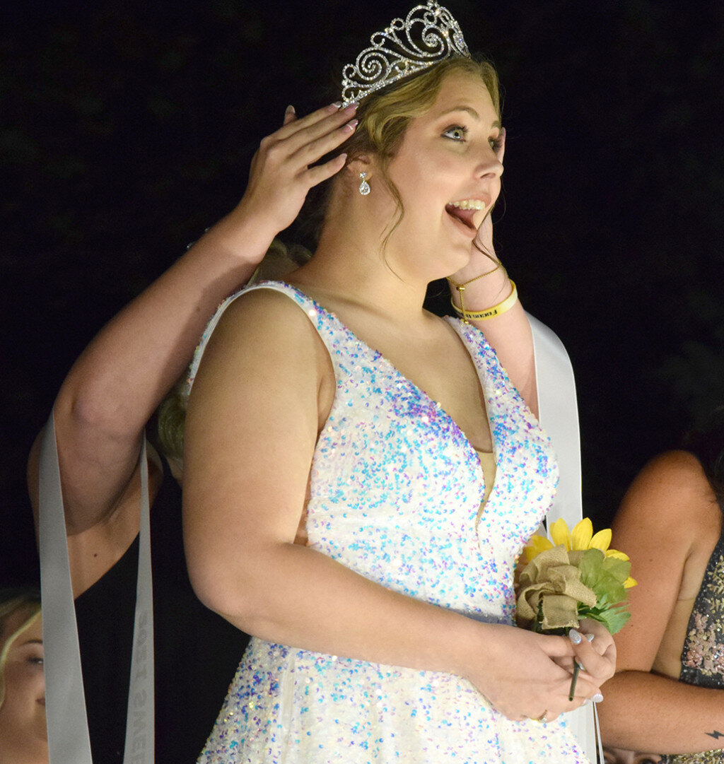 Perris Stachlewitz is astonished after being named the 2021 Sweet Corn Festival Queen. (Reporter photo)