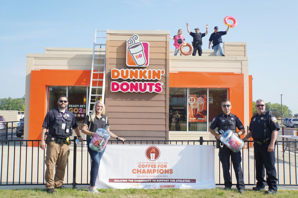 Members of the Rochelle Police Department were on the roof and in the drive thru of Dunkin Donuts in town on Friday from 5 a.m. to noon raising money for Special Olympics Illinois.