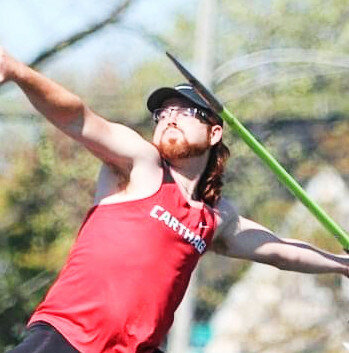 Former Rochelle track and field standout Mason DeLille has seen early success in the javelin throw at Carthage College. DeLille also set a personal record in the long jump earlier this year. (Courtesy photo)