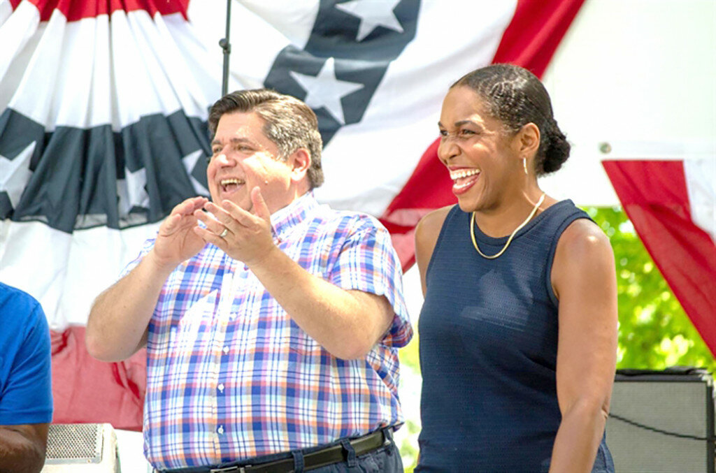 Gov. JB Pritzker and Lt. Gov. Juliana Stratton at the Illinois State Fair in 2019, announced they would run for reelection in 2022. (Capitol News Illinois file photo by Jerry Nowicki)