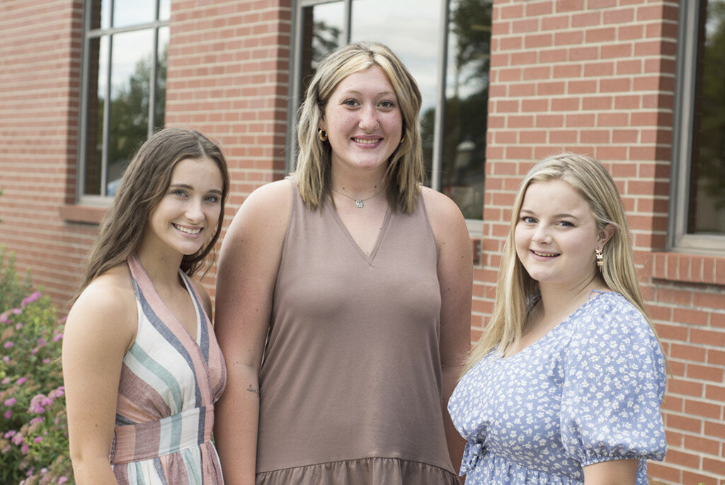 Three contestants in the Sweet Corn Festival Queen Pageant, left to right, are Jenna O'Donnell, Jaelyn Fitzgerald and Madison Pappas. (Photo courtesy of Setchell Studio)