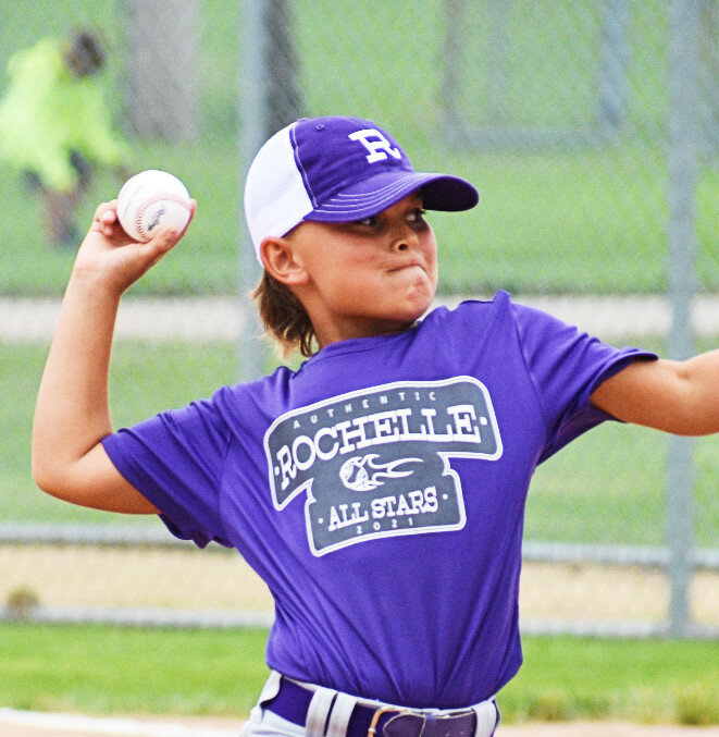 The Rochelle Little League 10U Baseball All-Stars defeated Sterling on Monday to open the Illinois Little League District 19 Championship tournament. Quentin Ansteth threw three shutout innings and recorded eight strikeouts on the pitcher’s mound. (Photo by Russell Hodges)