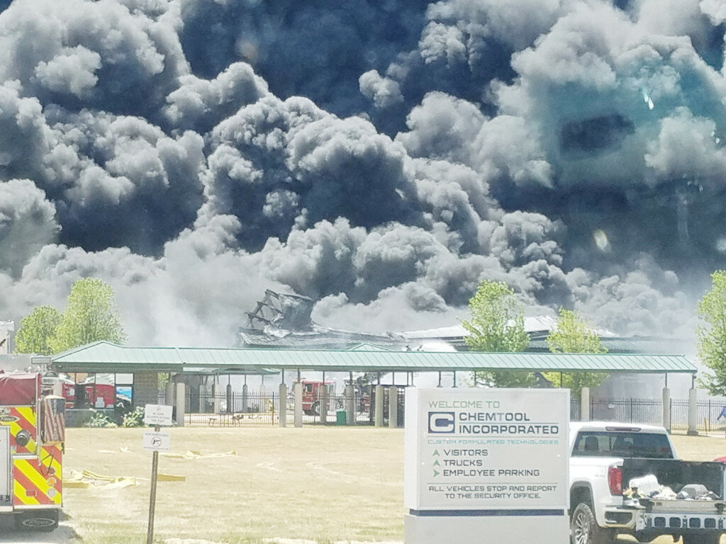 The fire burned for over a day and filled the sky with black smoke that could be seen from Rochelle as well as southern Wisconsin. Rockton residents in the area were evacuated due to concerns about air quality.