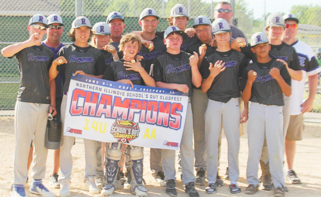The Rochelle Rampage 14U baseball team won two tournaments recently including the Northern Illinois School's Out Slugfest and the Swing for the Rings. The team includes Brode Metzger, Erich Metzger, Kaiden Morris, Elijah Harley, Brandyn Metzger, Grant Gensler, Carson Lewis, Brandt Waters, Tommy Tourdot, Ethan Goodwin and Xavier Villalobos. (Courtesy photos)