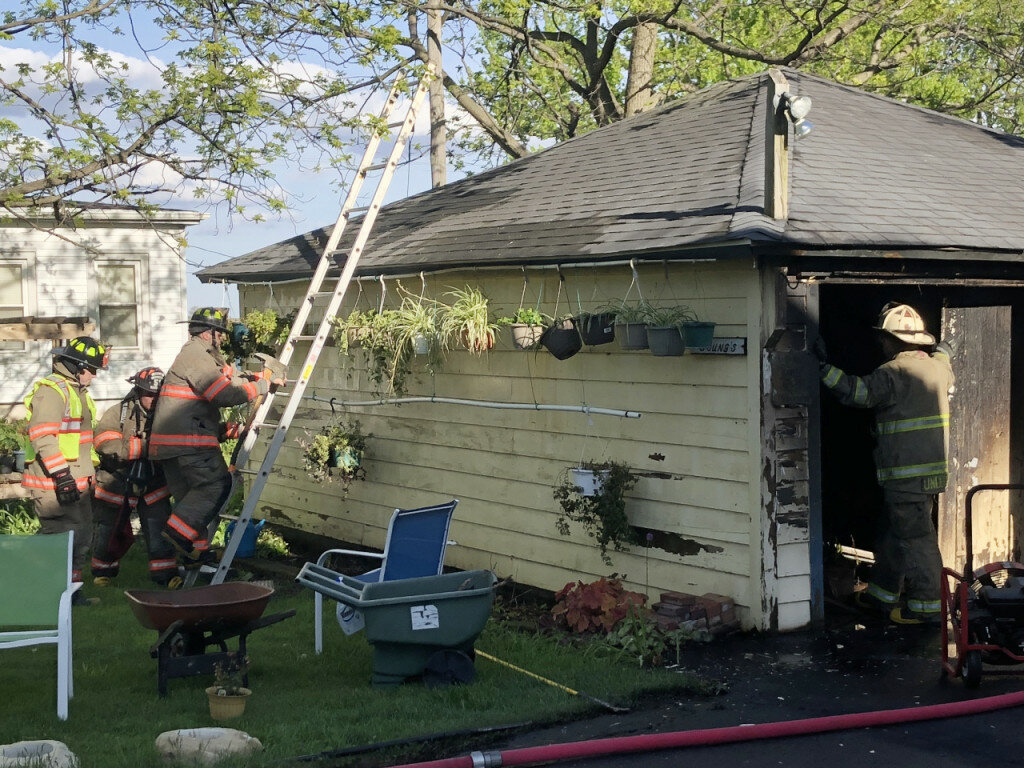 Creston, Steward and Rochelle Fire Departments responded Tuesday to the fire at 5:07 p.m. at 304 E. South St. in Creston and found smoke and fire coming out of the south door.