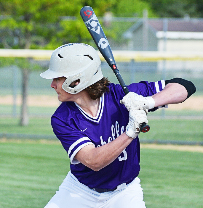 Junior Braden Alfano struck out 13 batters and went 2-for-4 at the plate during the Rochelle Hub varsity baseball game against Plano on Tuesday. (Photo by Russell Hodges)