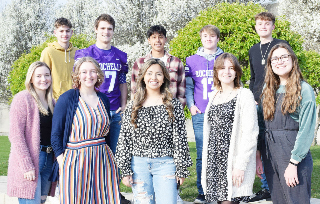 Candidates for this year’s “Senior Blast” were Nate Askland, Garrett Burdin, Juan Cincire, Ben Harvey, Spencer Warborg, Ava Coglianese, Mary Coglianese, Morgan Haas, Lizbeth Ugalde and Faith Worthington. Check out Wednesday’s Rochelle News-Leader to find out who was crowned king and queen of the “Senior Blast.” (Photo by Vicki Snyder-Chura)