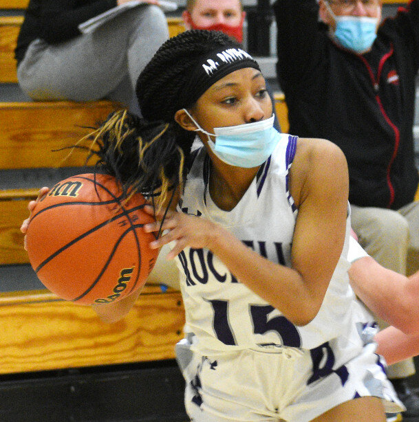 Junior Adriannah Davis-Carter and the Lady Hub varsity basketball team played a strong second half in their loss at Kaneland on Wednesday. (File photo by Russell Hodges)