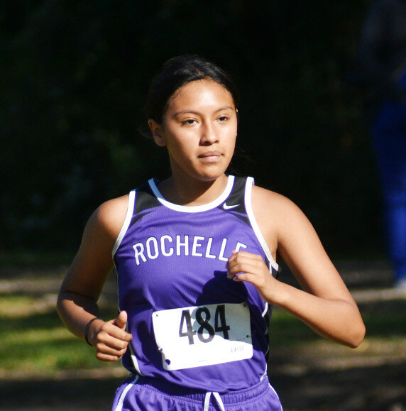 Sophomore Karina Lopez took over five minutes off her personal-best time during her first cross country season with the Lady Hubs this past fall. (Photo by Russell Hodges)
