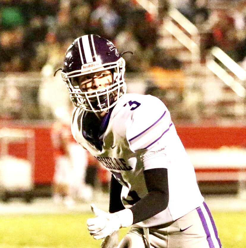 Senior Nolan Morrissette played football for the first time this past year, starting at wide receiver and 
handling special teams duties for the Rochelle varsity team. Morrissette caught five passes for 61 yards. (Photo by Marcy DeLille)