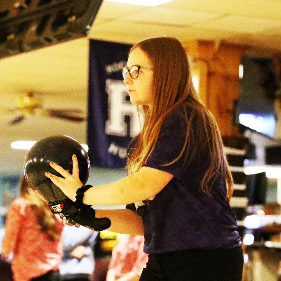 Junior Alyssa Schwanert will be among the Lady Hub bowlers hitting the lanes for the varsity team this winter. (Photo by Marcy DeLille)