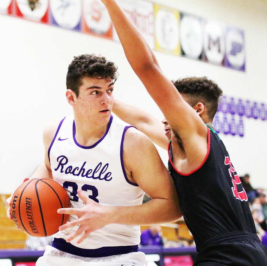 Junior Zach Sanford has been working on his vertical leap and his conditioning as he prepares for an increased role with the Rochelle Hub varsity basketball team. (Photo by Marcy DeLille)