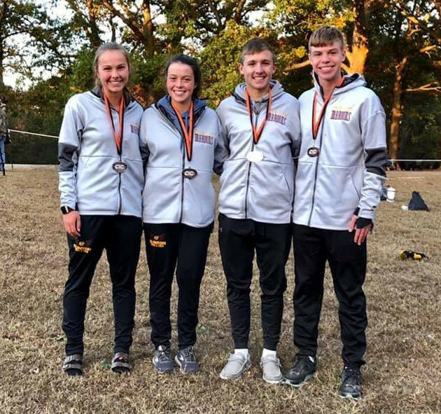 Courtesy of CHS cross country coaches — 
Girls and boys runners, left to right, MaKayla Koeppel, Clare Holland, Ethan Black and Brennan Wolfe.