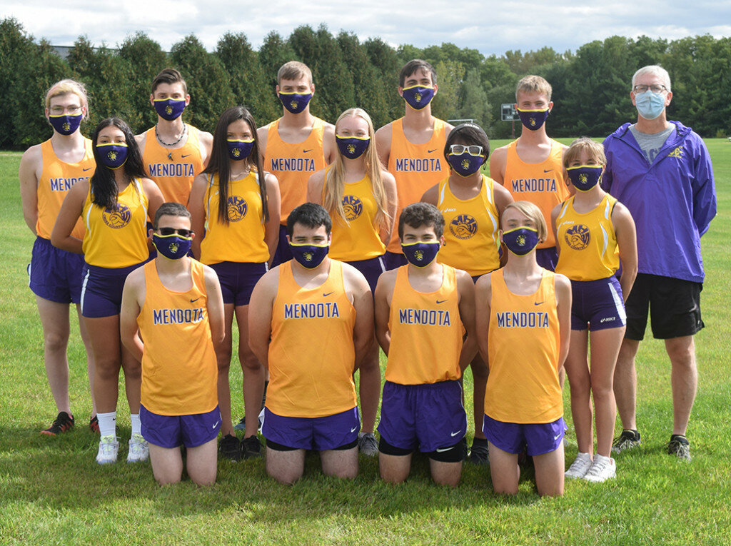 Members of the 2020 Mendota High School cross country team, front row, left to right, are Billy Hall, Sam Lawrence, Alex Hermosillo and Dagen Setchell. Middle row, Bianka Valdez, Valerie Valdes, Alayna Nosalik, Nataliya Durban and Jamie Dooley. Back row, Rose Fouke, Eli Arjes, Ty Connelly, Trent Stamberger, Andrew Stamberger and coach Kevin Wohrley. (Reporter photo)