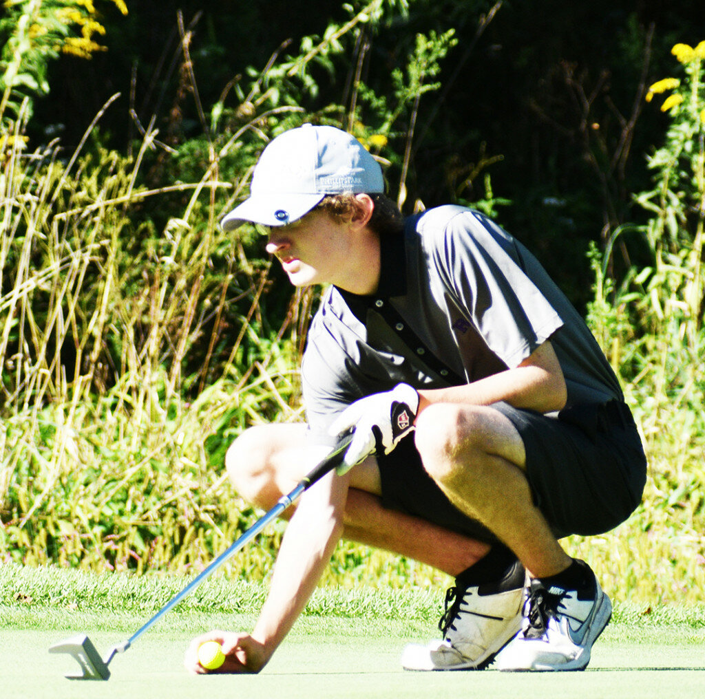 Sophomore Damen Harrington stepped up for the Rochelle golf team on Saturday, shooting 95 in the Rocket Invitational at Rock River Golf & Pool. (Photo by Russell Hodges)