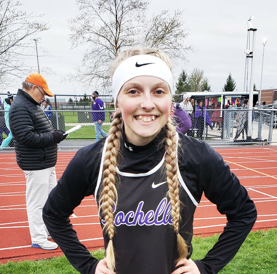Rochelle senior Macey Ryan broke out with the Lady Hubs in the sprint relays before earning a sectional title and qualifying for state in the 100-meter dash her junior season. (Courtesy photo)