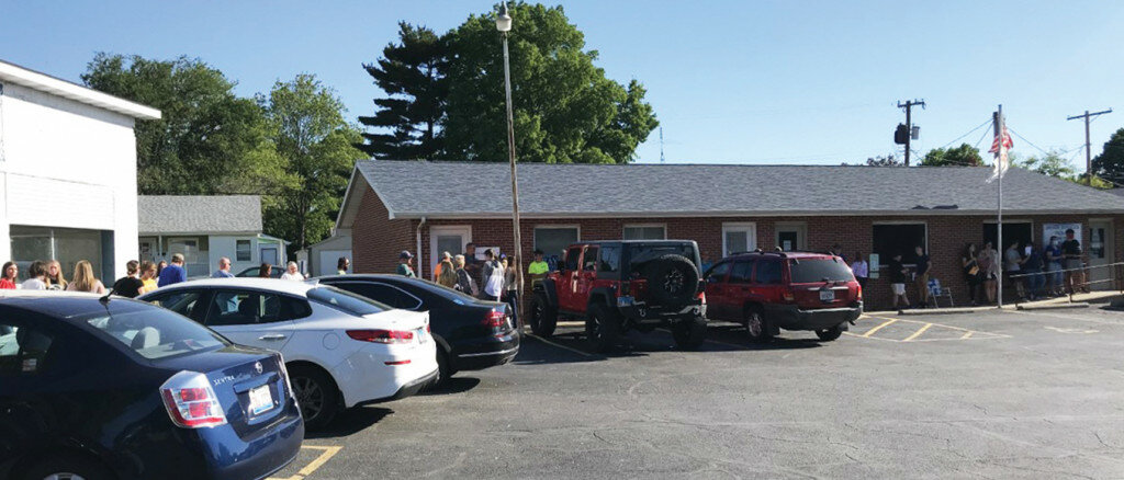 Katy O’Grady-Pyne / Journal — 

About 40 people were lined up outside the Illinois Secretary of State drivers’ licence facility on Monday waiting their turns to get into the building.  The office is following social-distancing policies during Phase 3 of the state COVID-19 restrictions.