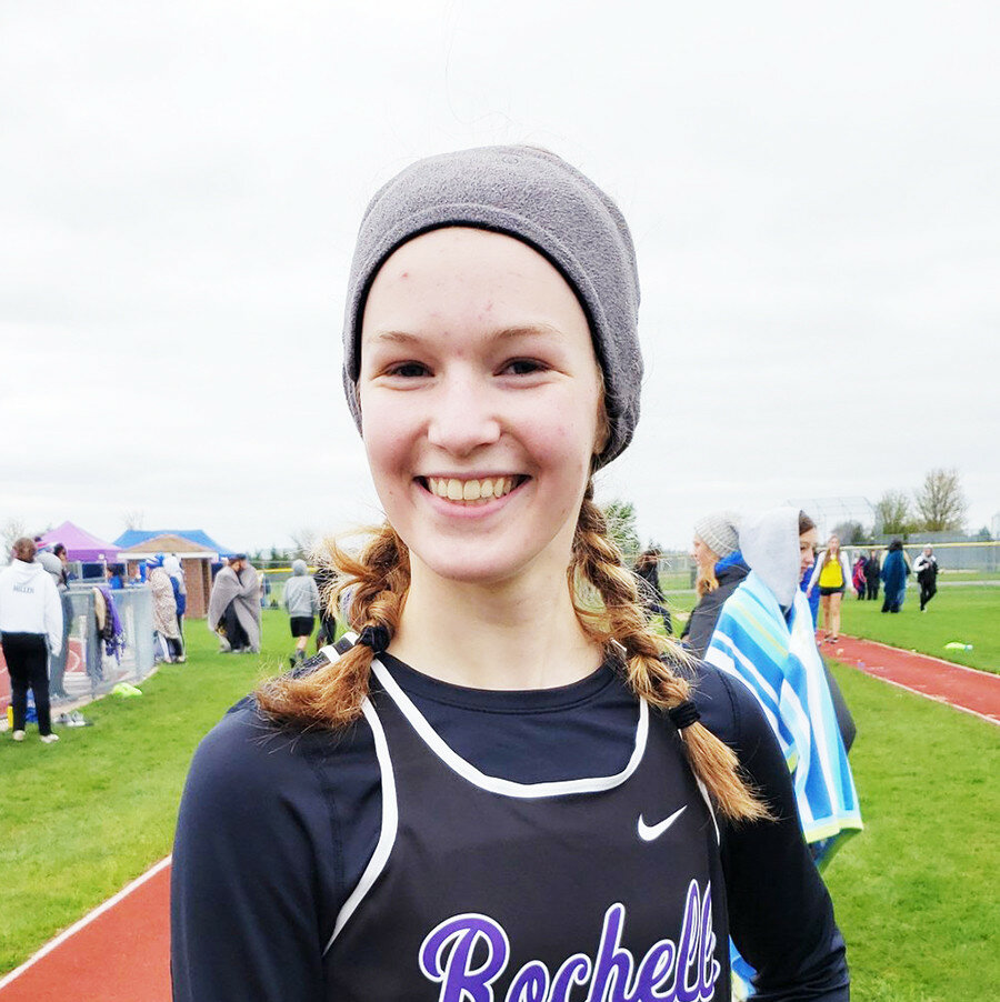 Rochelle senior Madie Ohlinger’s improvement throughout her four years with the Lady Hub track and field program was demonstrated in the triple jump, where she broke out her junior season and set multiple PRs. (Courtesy photo)
