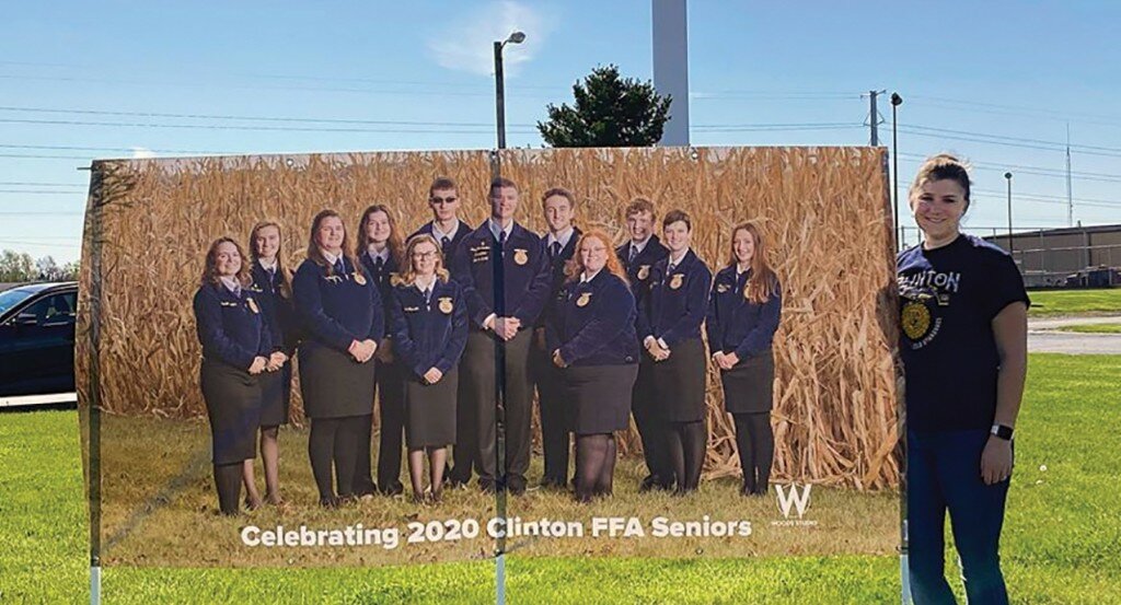 Courtesy of Clinton High School Facebook  — 
Clinton High School agriculture teacher Lee Deal, as with other teachers, couldn’t be with her senior students during their final weeks before graduation because of the COVID-19 restrictions.  To show them how much she missed them, Deal displayed on the high school’s Facebook page this FFA senior portrait shot by Woods Studio with a message thanking the students for helping her make it through her first two years as a teacher.  “I can’t thank you enough for all the grace you showed me ...,” she posted.  Deal’s entire post can be seen on the CHS Facebook page.