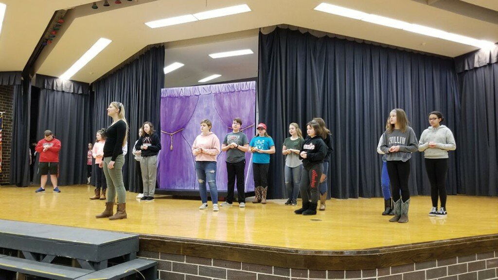 Cast members have been rehearsing since January 6 for their upcoming performances of “Phantom of the Country Opera.” Pictured are Angela Daszkiewicz (front center) and members of the musical chorus.
Photo submitted