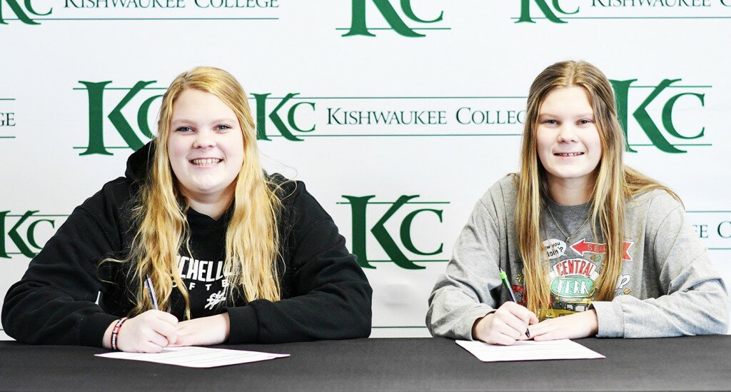 Rochelle senior sisters Abby and Ally Reish will be continuing their academics and athletics at Kishwaukee College next year. Ally plans to study radiology, while Abby plans to study sports management. (Photo courtesy of Kishwaukee College)