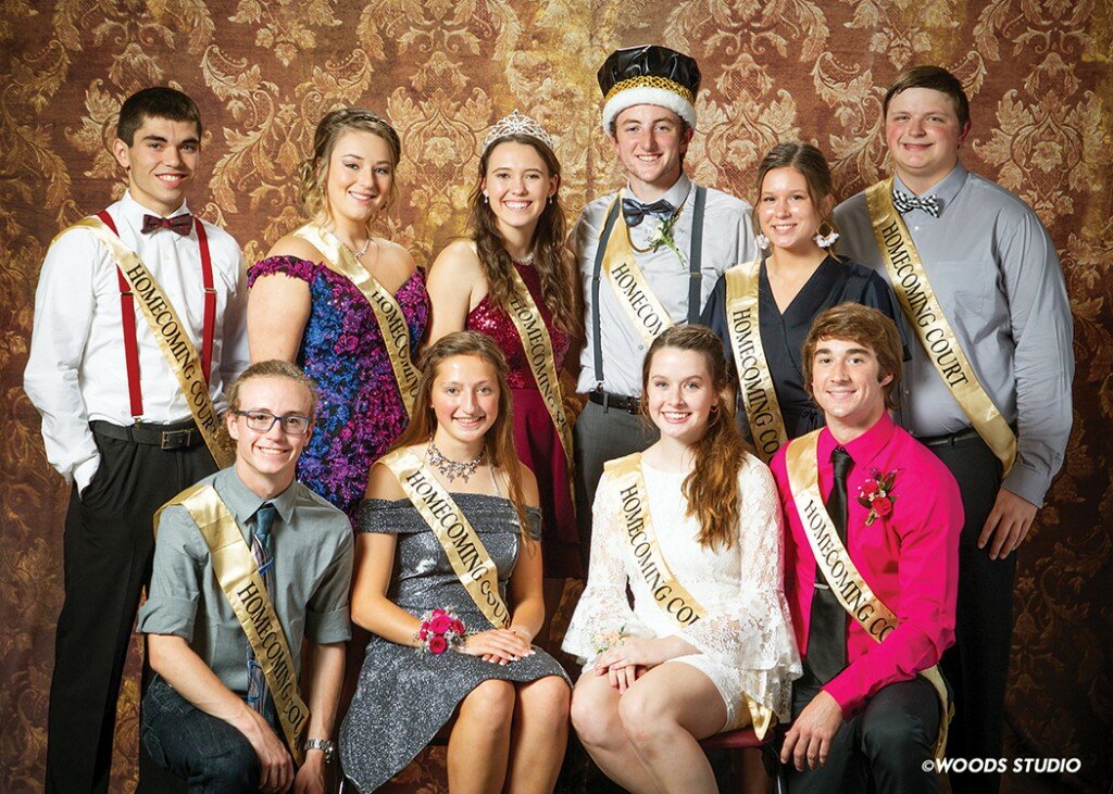 Courtesy of Woods Studio— 
The 2019 Clinton High School Homecoming court were honored guests at Saturday’s homecoming dance.  Front row, left to right, Ian Hale, Payne Turney, Tori Burke and Garrett Wayne.  Back row, left to right, Ty Berter, Jaleigh Oliver, Homecoming Queen Olivia Earl, Homecoming King Clayton Welch, Jaydlynn Rich and Ethan Aughenbaugh.