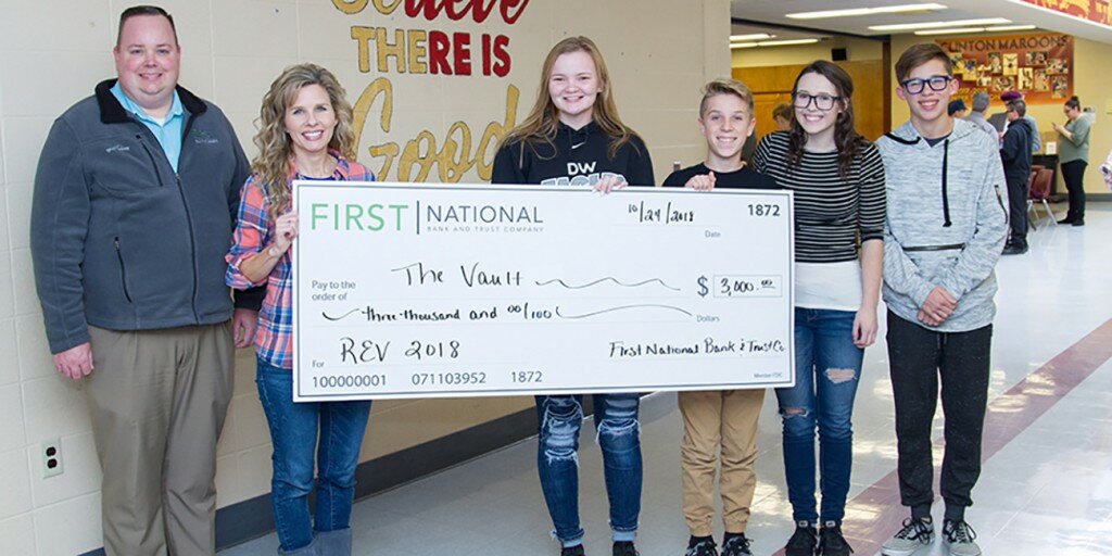 Photos courtesy of First National Bank — 
The Vault receives REV award in 2018.