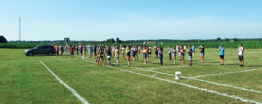 Gordon Woods / Journal — 
Band director Nathan Wheeler and assistant director Jeff Hendricker put the Clinton High School marching band through its paces on Wednesday as annual band camp continued through the week.