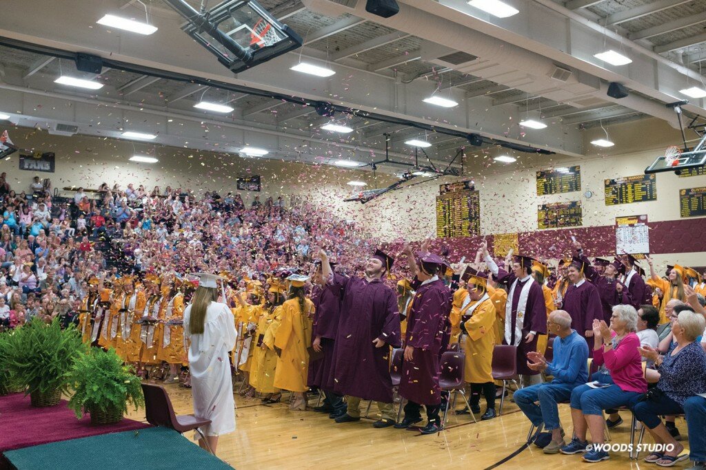 Courtesy of Woods Studio — 
The Clinton High School class of 2019 celebrated graduation on Sunday with the obligatory "Silly String" blast in the high school gymnasium.