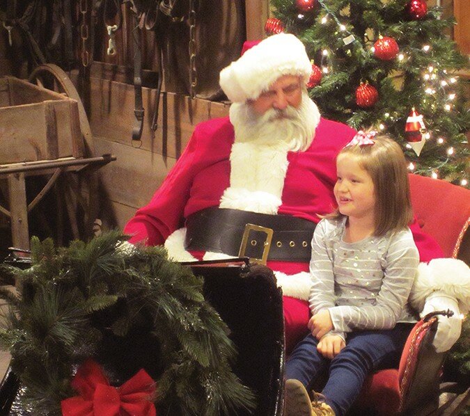 On Friday, November 23, from 5-7 p.m., Santa will great visitors in the C.H. Moore Homestead DeWitt County Museum’s carriage barn.  Woods Photography Studio will take pictures.  All are invited to bring the little ones or the entire family for a holiday photo.  No admission is required for the carriage barn and photo purchase is optional.  Free hot cocoa will also be served. “200 Years of Statehood” candlelight tours and extended museum gift shop hours will also be taking place that night from 5-8 p.m.   For more information, call 217-935-6066 or go to www.chmoorehomestead.org.
Courtesy of DeWitt 
County Museum