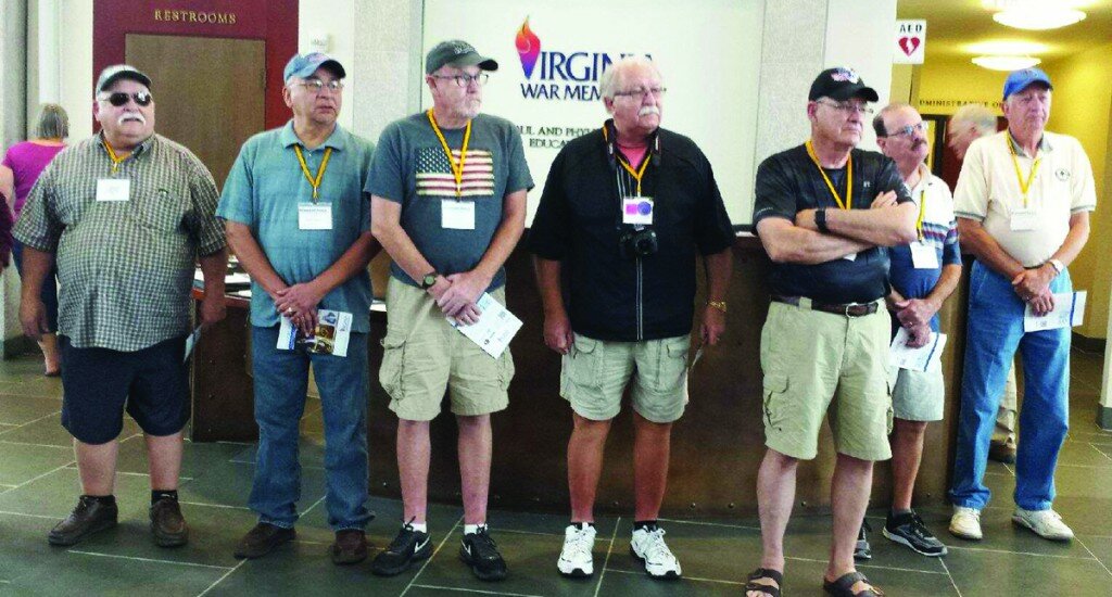 Submitted photos
Above: Vietnam veterans from DeWtt County Friendship Center and Weston, W.Va. Senior Center were honored last week during their visit to the Virginia War Memorial in Richmond, Va.  Right: Also honored was WWII veteran Max Stites, in blue shirt.