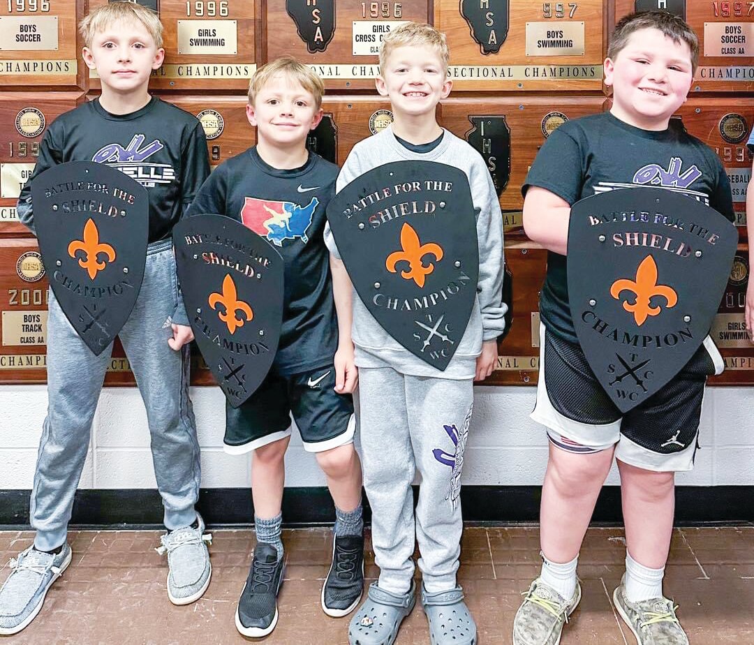 Nehemiah Andronic, Elias Andronic, Wells Millard and Xander Gonzales (left to right) all earned individual championships during the 2024 St. Charles Battle for the Shield on Sunday.