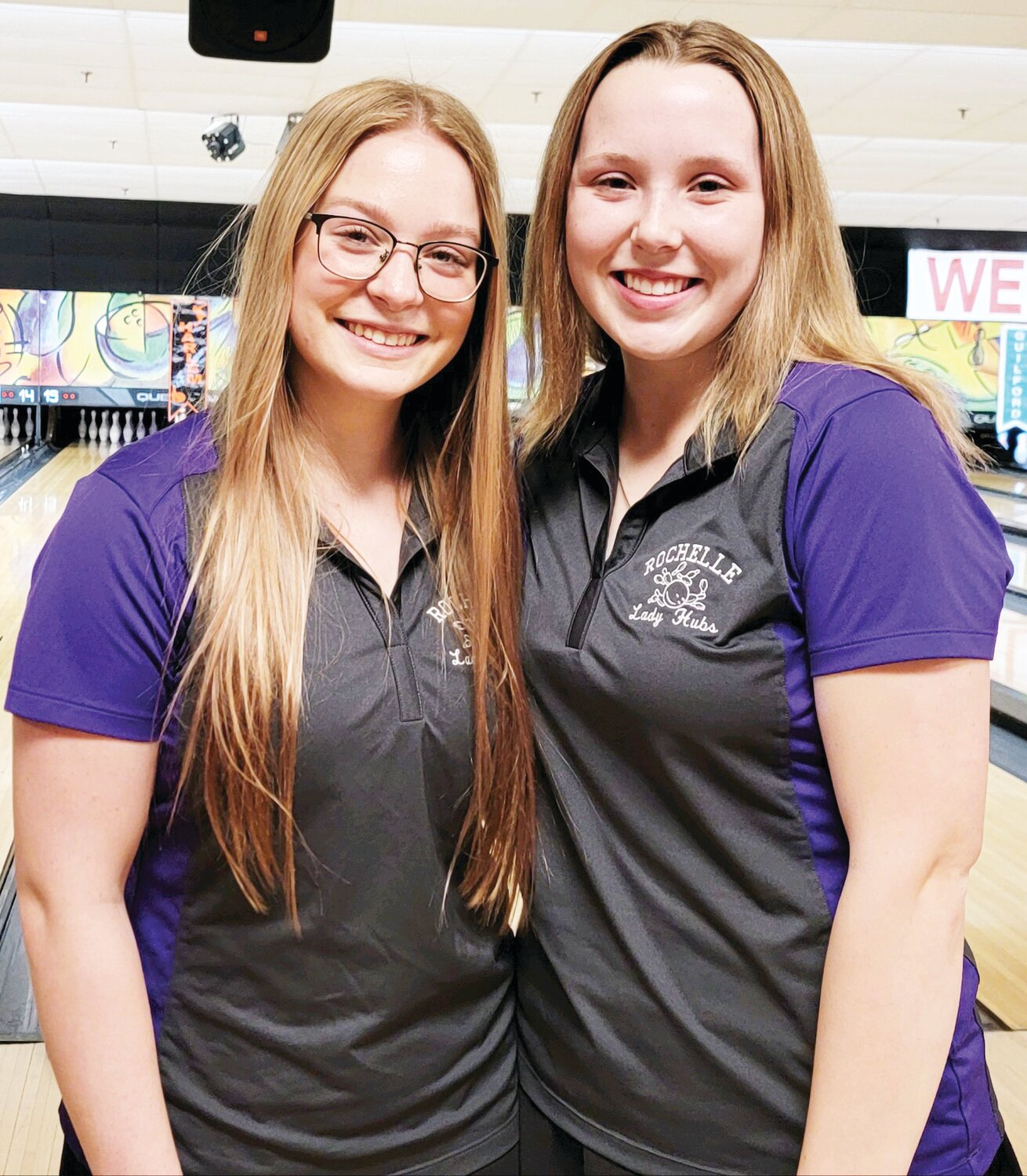Rochelle Lady Hub varsity bowlers Makenzie Liezert (left) and Cassidy Vincent (right) qualified out of the IHSA Rockford East Regional on Saturday. The two will compete in the IHSA Sycamore Sectional on Saturday, Feb. 10.