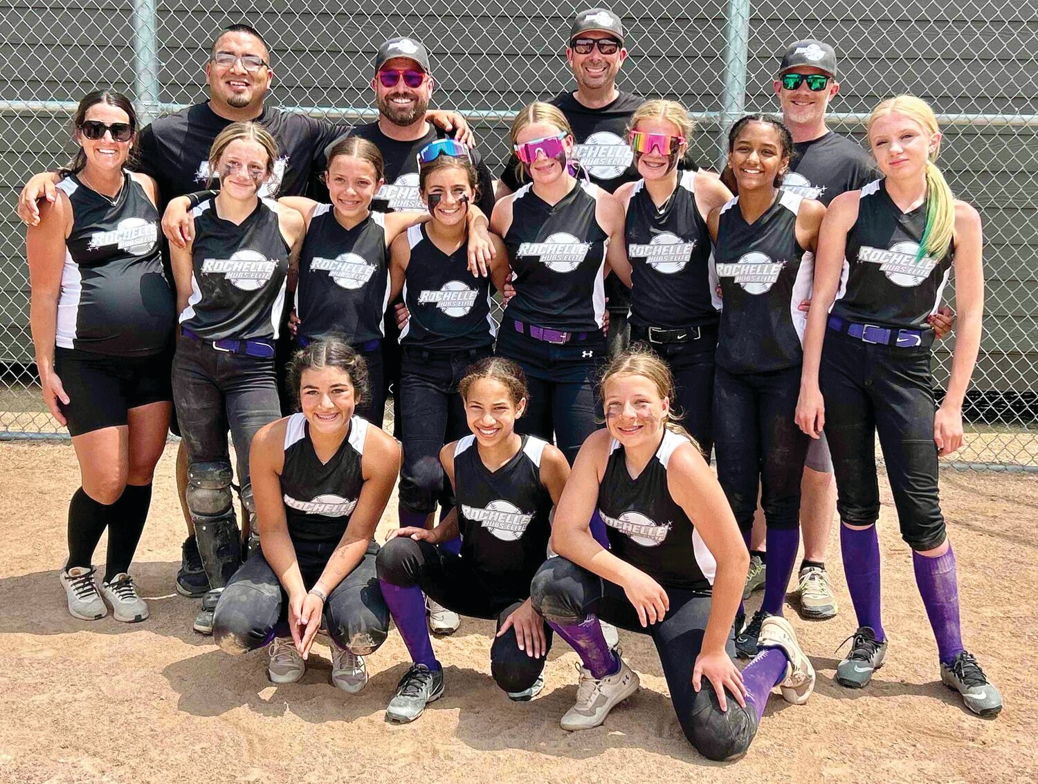 The Rochelle Elite 12U softball team swept the Sycamore Sycos in a doubleheader on Saturday, June 14. The team includes Lilyan Erickson, Berkeley Thompson, Jaelyn Gonzales, Tinley Tabor, Annalyce Harris, Helen Miller, Natalie Isley, Isabel Jackson, Deyonna Wallace, Molly Whiting and Leni Haedt. The team is coached by Tim Thompson, James Jackson, Kristi Gonzales, John Gonzales and Adam Erickson.