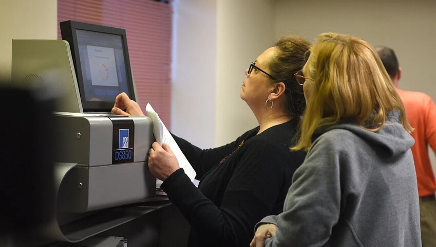 Voting ballots are processed in Sioux Falls during the 2018 municipal election.