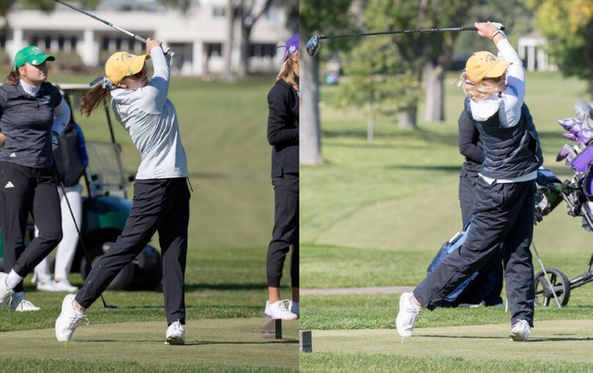 South Dakota State’s McKenzie Mages, left, and Piper Stubbs, right, were named honorable mention All-Summit League on Friday afternoon.