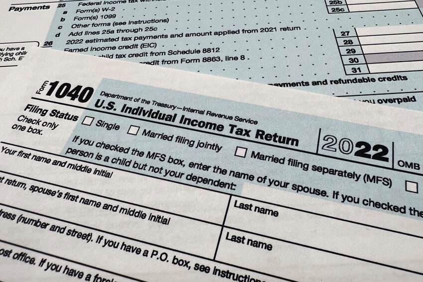 The Internal Revenue Service 1040 tax form for 2022 is seen on April 17, 2023.
