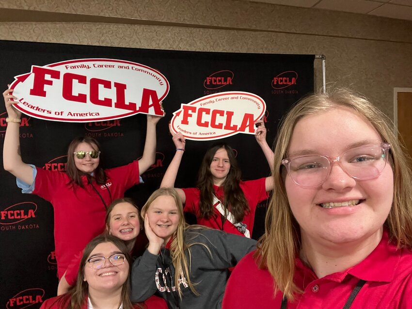 Iroquois FCCLA members having fun in a photo booth are, from left, Lorna Bult, Taylor Tuel, Avah Newman, Madi Burma, Emma Eckmann and Kali Burma.