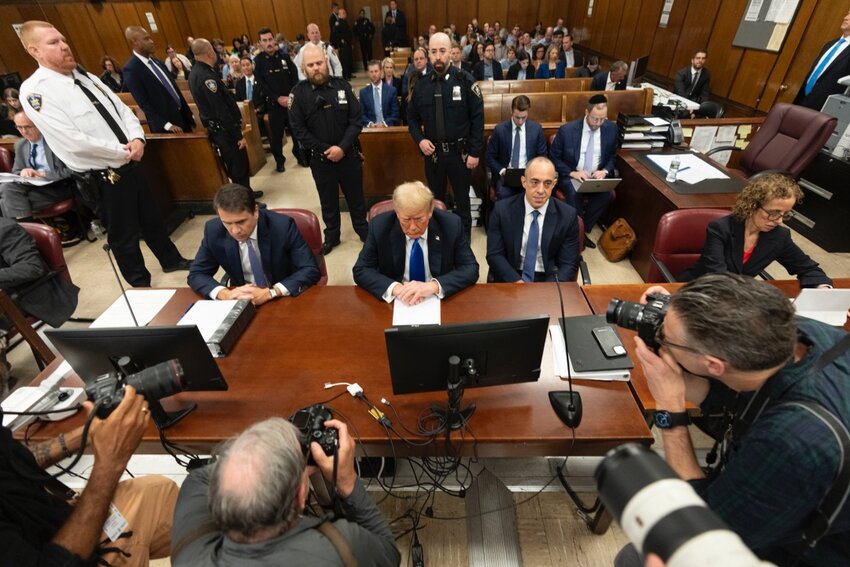 Former President Donald Trump appears at Manhattan criminal court during jury deliberations in his criminal hush money trial in New York City back in May.