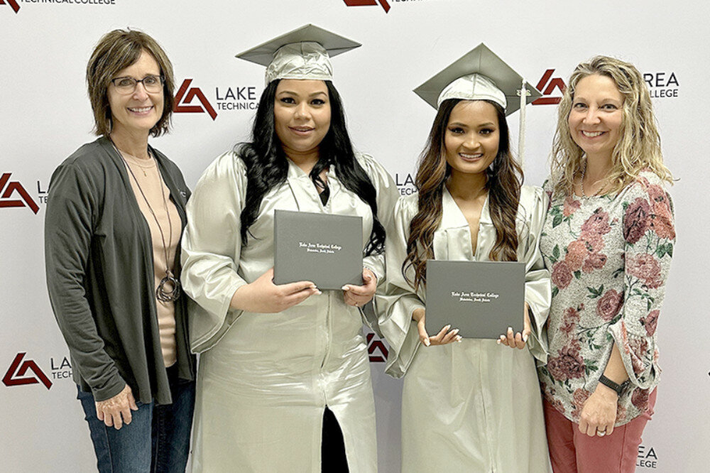 Photo courtesy HRMC
From left, Teresa Haatvedt, health care career development specialist for HRMC, SauMei Ramos, New New Win and Brooke Sydow, program manager for HRMC pose at the recent graduation of Ramos and Win.