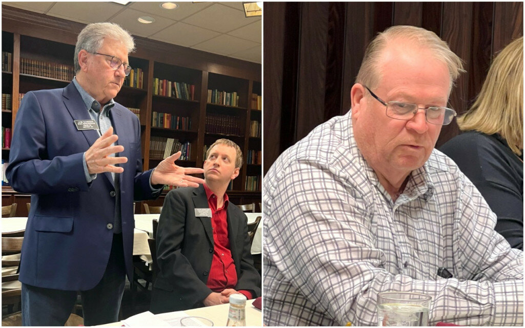 Photos by Benjamin Chase/Plainsman
District 22 legislators Roger Chase (right), Lynn Schneider, far left, and David Wheeler, seated, reported on the 2023 legislative session at Thursday’s Beadle County Republican Women’s meeting.