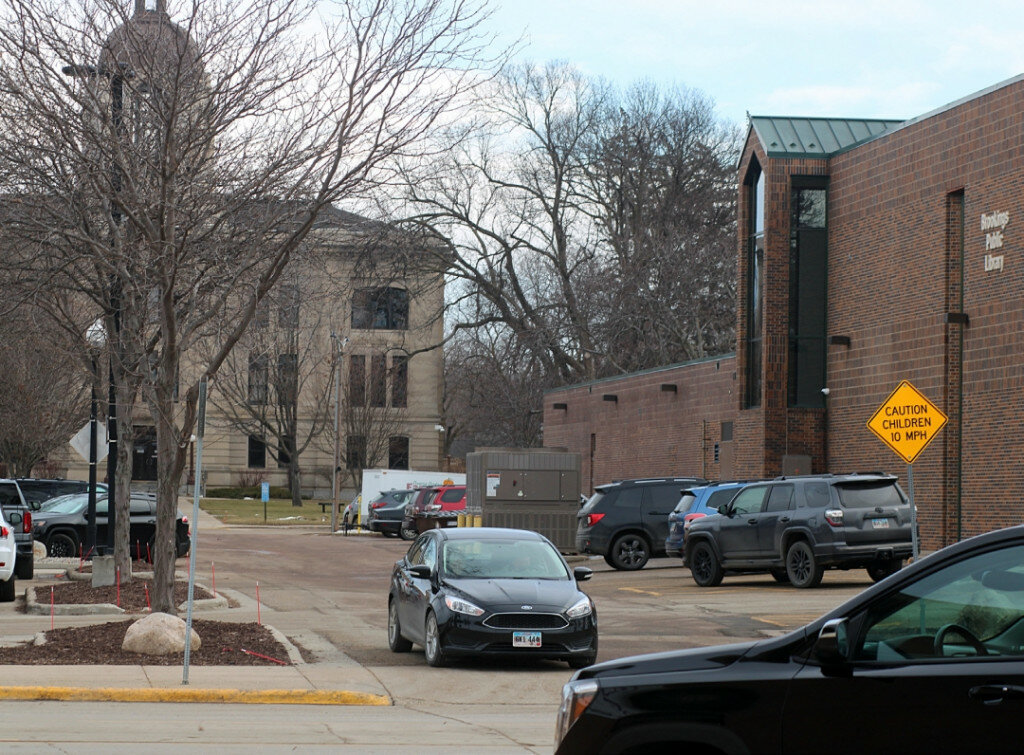 The alley between the Brookings Public Library and the Brookings Activity Center is the site for a possible expansion of city facilities, and the city wants residents’ input on the possible project. (Josh Linehan/Brookings Register)