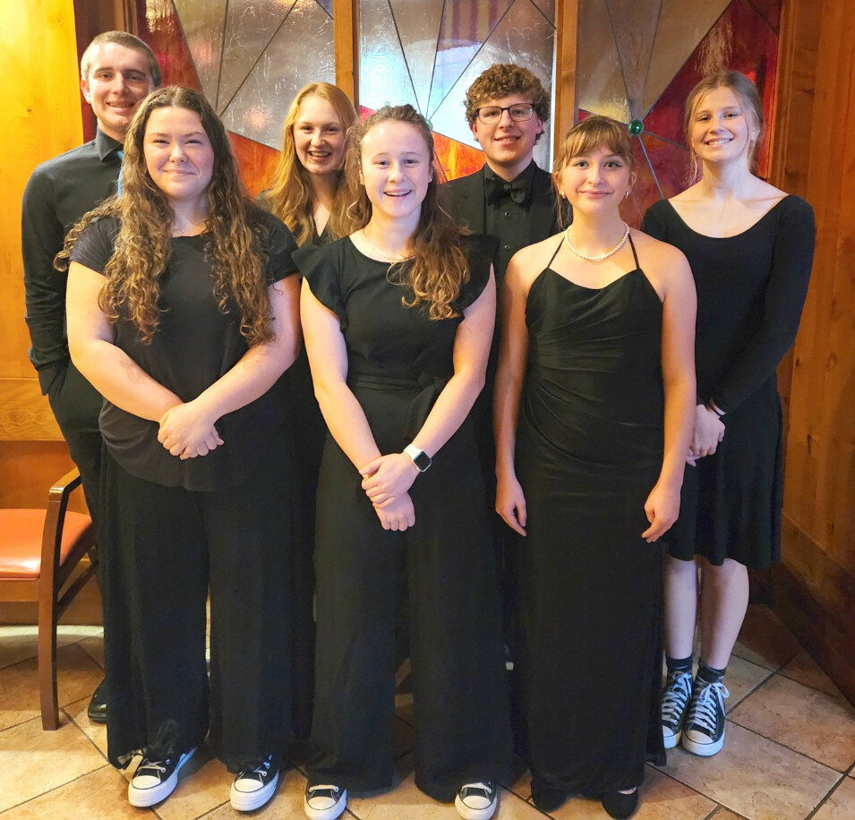 COURTESY PHOTOS
These James Valley Christian High School musicians were part of the Augustana Band Festival last fall. From the left in the front are: Maggie Decker, Andie Aughenbaugh and Elaina Hohm. In the back are Isaac Korell, Natalie Hamilton, Jonathan Koel and Michaiah Brantner.