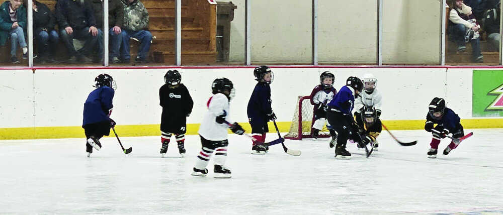 CONTRIBUTED PHOTOS
The Huron mini mites held a scrimmage Friday at Bergman Arena to show off the skills they have learned. A total of 28 mini mites took to the ice.