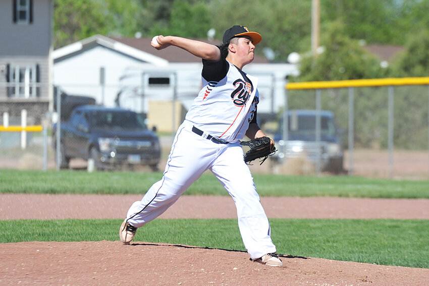 Kane Correa pitches for the Tigers 'C' team at the home opener against Saratoga.