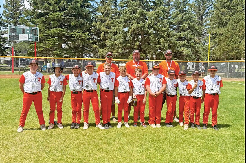 The Torrington Little League majors all-stars captured silver at the district tournament in Laramie on July 20. The team includes Macoy Baker, Brant Bower, Jax Bruch, Cason Carlson, Colby Childs, Reed Curry, Benton Foos, Zachary Hackbarth, Jacob Hibben, Colin Matthews, Keaton Wilkie and David Windham and coaches Wade Bruch, Ryan Hackbarth and Joe Baker.