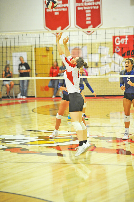 Tessa Manning sets the ball up during the September 27 game against Southeast.