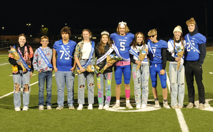 The 2024 Southeast High School Homecoming Court. Pictured, from left, are Avery Tighe and Cole Tregemba, Freshman Court, Sebastian Brumley and Brooklyn Leithead, Senior Court, Queen Angie Logsdon, King Ayden Desmond, Rein Coulson and Connor Coxbill, Sophomore Court and Hadley Leithead and T.J. Moats, Junior Court.