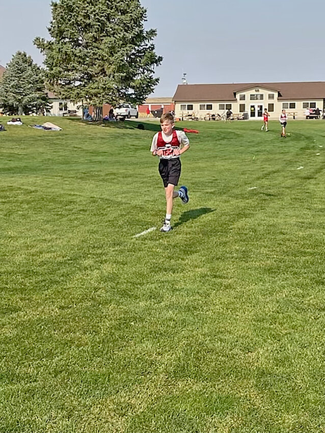 Niobrara County Middle School harrier Paul Kruse runs the boys’ 3K at the cross-country meet in Wright on October 5. Kruse snagged 10th place in his division, clocking in with a time of 14 minutes, 30 seconds – the middle schooler’s first finish in the top 10.